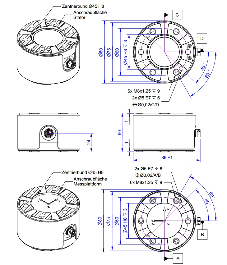 K6D80六分量力传感器